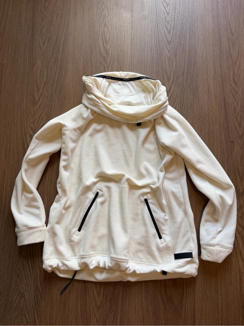 Calvin Klein Cream Funnel Neck Teddy Fleece Jacket